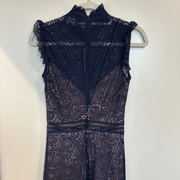 Bardot Navy Lace Mini Dress - Picture 3 of 4